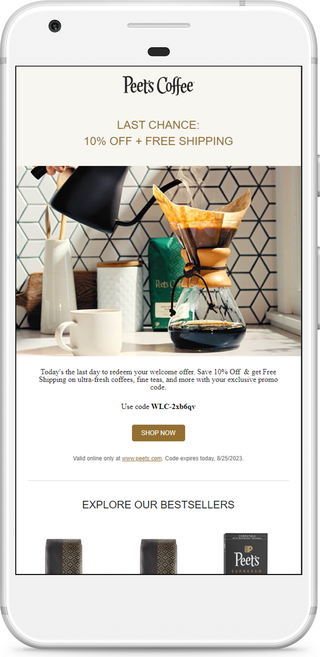 Peets Coffee Promotional Email